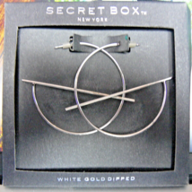 3/4 Hoop Earrings Large G Hoops Secret Box WHITE GOLD DIPPED - $8.81