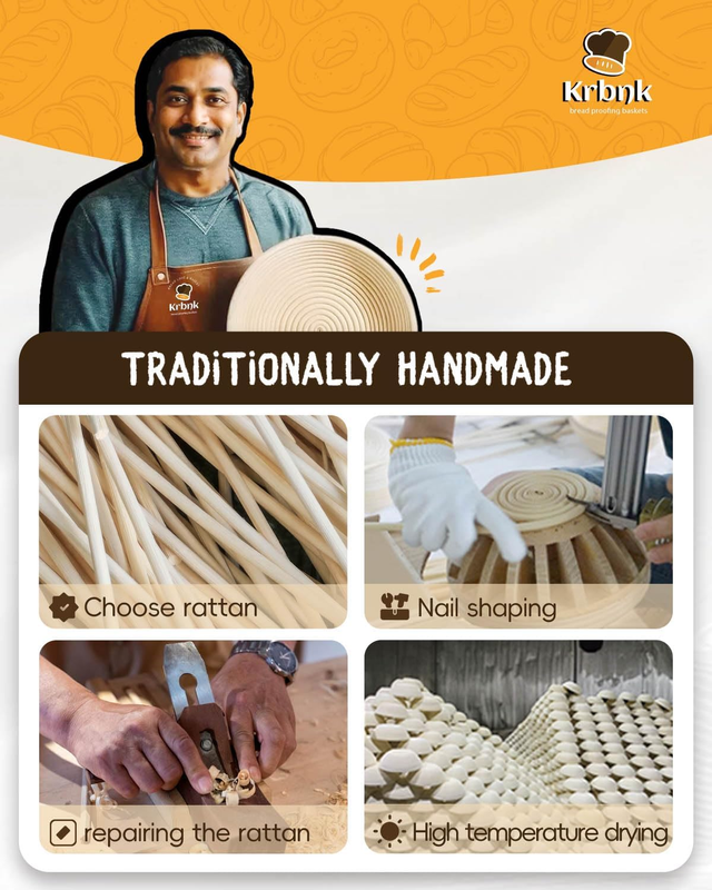 Banneton Bread Proofing Basket Set, Sourdough Starter Kit, 9" round & 10" Oval B Item image 6