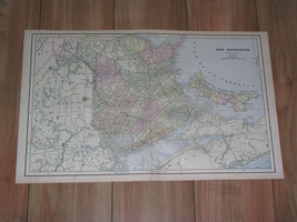 1890 Antique Map Of New Brunswick Madawaska Northumberland Kent York Canada - £14.21 GBP