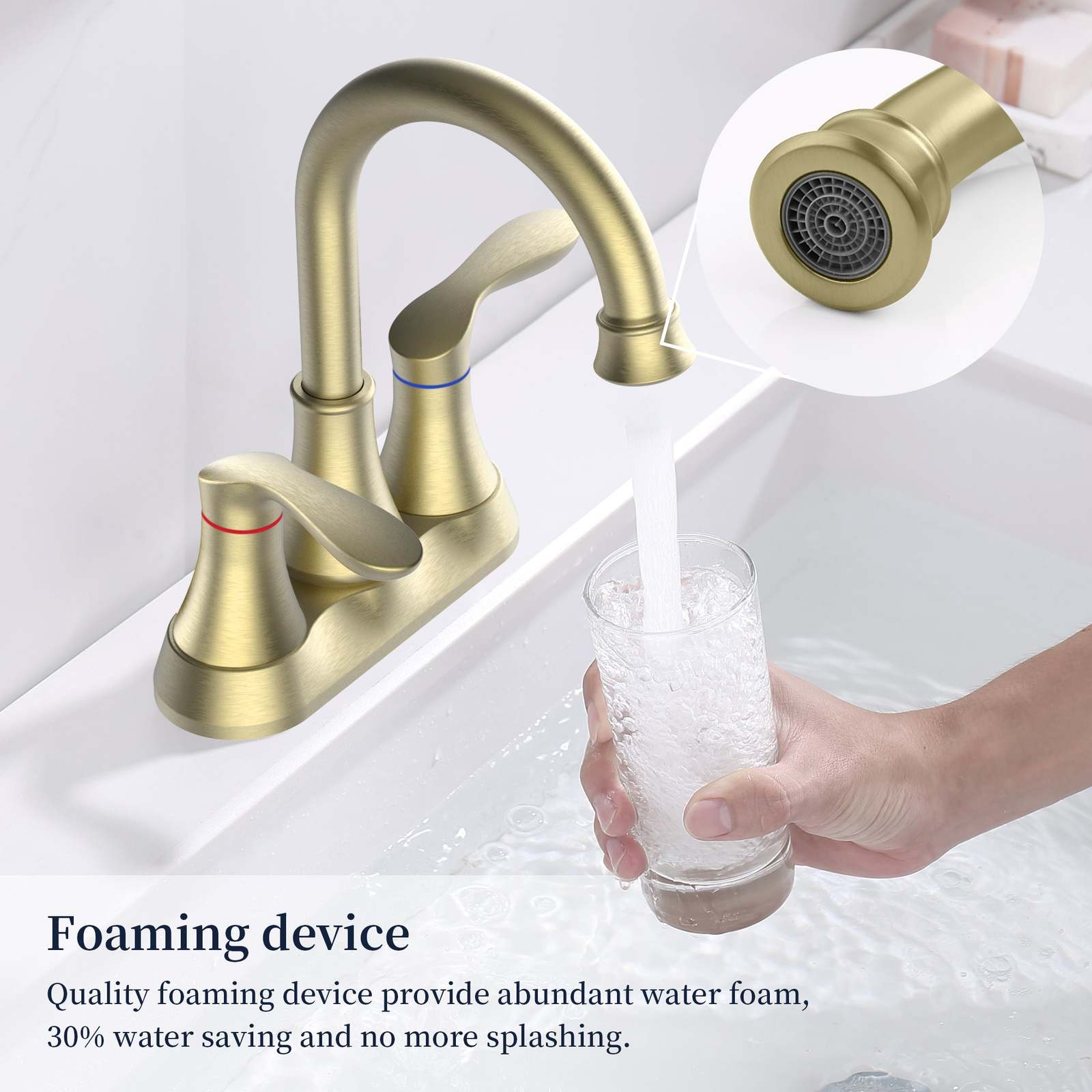 Brushed Gold Bathroom Faucet: 2-Handle High Arc Item image 6