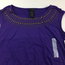 Grace Elements Women&#39;s Purple Blouse Top Sleevless Tank Metallic Beaded Size XL - £24.10 GBP