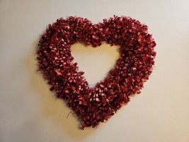 Valentines Day Heart Shaped Wreath, Red Color 15&#39;&#39; Height - £9.67 GBP