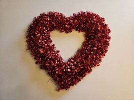 Valentines Day Heart Shaped Wreath, Red Color 15&#39;&#39; Height - £9.63 GBP