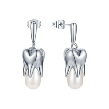Trendy Teeth Pearl Drop Earrings For Women Gold Color Earings Fashion Je... - $27.94