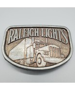 Vintage Raleigh Lights Belt Buckle Semi Truck Rig Silver Tone Advertising - $12.99