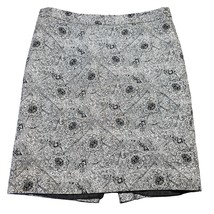 Liz Claiborne Womens Skirt Size 10 White Midi Stretch Black Preppy Paisley Aline - $14.40