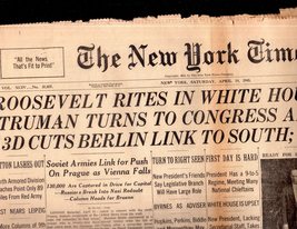 New York Times, Newspaper,  April 14, 1945 - $7.00