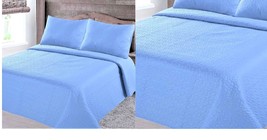 LIGHT BLUE NENA SOLID CLOSOUT QUILT BEDDING BEDSPREAD COVERLET PILLOW CA... - $1,099.57 MXN