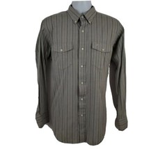 Longhorn Niver Western Wear Mens Ranch Shirt Long Sleeve Size 16.5 34 Gray L - £19.75 GBP