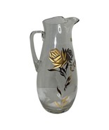 ELGANT GOLD ROSES CUT LEAVES CRYSTAL PITCHER  ROMANIAN FROSTED LEAVES - $67.99 CAD