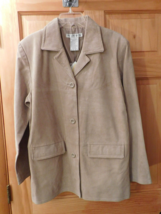 JESSICA HOLBROOK Washable Suede Fully Lined Jacket Sz Med Beige QVC NWTs - £31.46 GBP