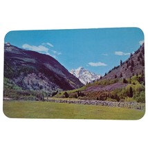 Postcard Sheep Grazing On A Mountain Meadow Snow Capped Peak Chrome Unpo... - $4.88
