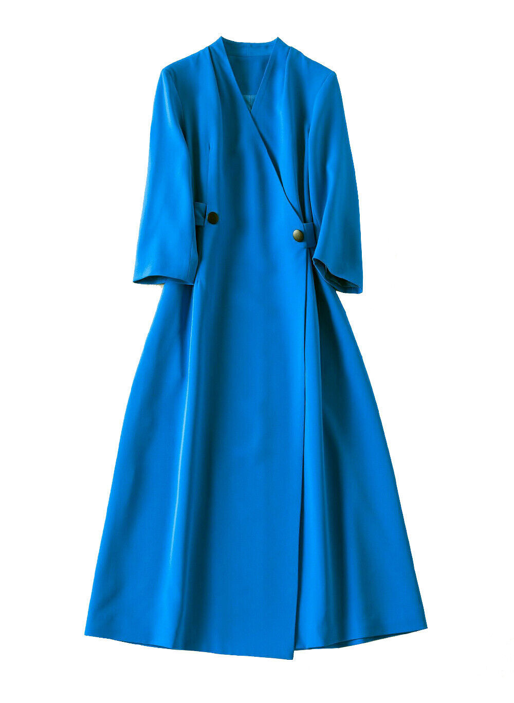 Kate Middleton Inspired Blue 3/4 Sleeve Double-Breasted Wrap Coat Dress OZ Stock Item image 6