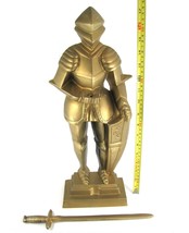 Vtg Cast Metal Gold Knight Removable Sword  17&quot; Figurine MBC Japan MCM Statue - £27.23 GBP
