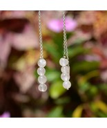 Beaded Rose Quartz Women Earrings, Drop Dangle Handmade Minimalist Earrings - $36.00