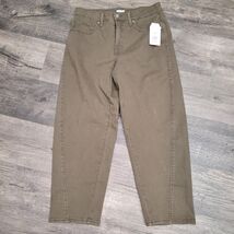 New NWT Time and Tru Women's Sz 12 High Rise Denim Barrel Jeans OLIVE GREEN - $15.82