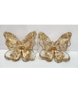 2 Christmas Gold Butterflies Gem Glitter Butterfly Tree Clip On Ornaments - $399.86 MXN