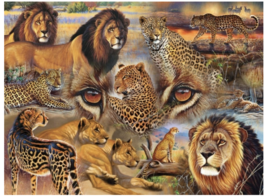 NO BOX!  Big Cats of the Plains  500pc Jigsaw Puzzle By Sunsout  PHOTO I... - $3.96