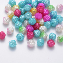 30 Berry Beads Assorted Bumpy Acrylic Raspberry 10mm Fruit Beads Mixed Lot - $3.90