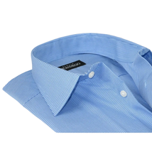 Men Mondego 100% Cotton Dress Sport shirt Regular Modern fit sn6100 Blue Stripe image 3