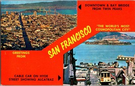 Greetings from San Francisco Cable Car on Hyde Street Downtown and Bay Bridge - £4.42 GBP