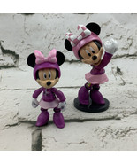 Minnie Mouse Racer Figures Lot Of 2 Pink Articulated Base Cake Topper Di... - £5.91 GBP