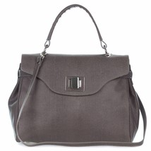 Roberta Gandolfi Italian Made Dove Gray Embossed Leather Carryall Tote Handbag - £392.99 GBP