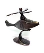 Brass Tone Metal Helicopter Desk Top Paperweight Propellers Turning Vint... - $954.53 MXN