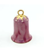 SHER Porcelain Originals Christmas bell ornament - pink &amp; 22K gold glaze... - £19.65 GBP