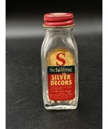 Schilling Fancy Silver Decors Cake Sprinkles Bottle Jar Vintage Prop - $31.18