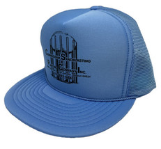 Vintage Cunningham Sandblasting &amp; Painting Hat Cap Snap Back Blue Mesh Trucker - £15.50 GBP