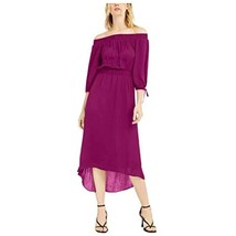 $100 INC Womens Solid 3/4 Sleeve Off Shoulder Tea-Length Blouson Dress P... - $34.65