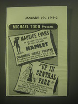 1946 Hamlet and Up in Central Park Plays Ad - Michael Todd Presents - £14.78 GBP