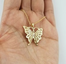 Women&#39;s Butterfly Charm Pendant Without diamond Chain Necklace - £116.76 GBP