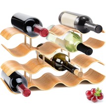 SereneLife Bamboo Wine Rack - 4 Tier Countertop Shelf with Slots That Holds 14 B - $50.99