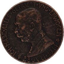 Franz Joseph I. Fantasie-Gedenkmedaille - Kriegserklärung 1914 - $18.65 CAD