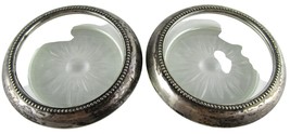 Vintage Sterling Silver &amp; Cut Glass Coasters, Set of 2 - £10.25 GBP
