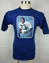 Vintage 1980s Russell Tony Dorsett Tshirt Single Stitch 50/50 Blue M 38/40 - $31.68