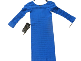 New Bebe Blue Sleeve Stacey Pick-a-Boo Shine Dress Size P/S Petite Usa Sexy - £32.38 GBP