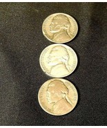 1944 PDS Silver Wartime Jefferson Nickels (Three) AA20-7413 Vintage - £86.88 GBP