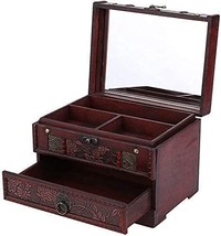 Brokimis Wooden Jewelry Box With Mirror, Classical Wood Jewlery Box Jewelery - £37.70 GBP