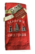 Christmas Seasons Greetings Fingertip Towels Embroidered Bathroom Set of... - $33.20