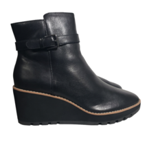 Anne Klein Womens Pamela Black Leather Wedge Zip Booties Ankle Boots Size 10 M - £94.02 GBP