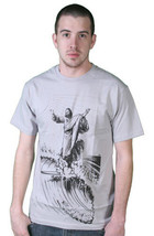 Tavik Hombre Gris Plata Negro Sagrado Surfero California Jesús Waves T-Shirt Nwt - £11.77 GBP