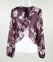 Charlotte Russe Purple Sheer Floral Top | Hawaiian Style Blouse - Sz Small - £6.06 GBP