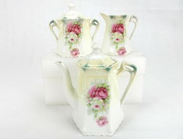 Greiner &amp; Herda Porcelain 5-Piece Tea Set, Six-sided, Rose Blooms, Pre-1943 RARE - £101.77 GBP