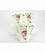 Greiner &amp; Herda Porcelain 5-Piece Tea Set, Six-sided, Rose Blooms, Pre-1... - $127.35