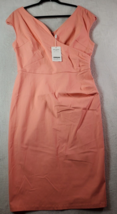 Muxxn Sheath Dress Women Size 2XL Coral Rayon Sleeveless Wrap V Neck Back Zipper - £16.12 GBP