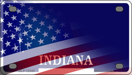 Indiana with American Flag Novelty Mini Metal License Plate Tag - $14.95