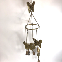 Vintage Brass Hanging Butterfly Wind Chime Mobile Bohemian Garden decor - £23.72 GBP
